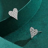 925 Silver Heart CZ Stud Earrings Party Jewelry