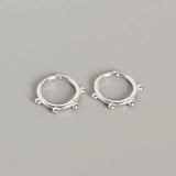 925 Silver Small Beads Hoop Earrings Geometric Ear Clip