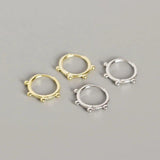 925 Silver Small Beads Hoop Earrings Geometric Ear Clip