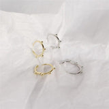 925 Silver Small Beads Hoop Earrings Geometric Ear Clip