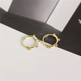 925 Silver Small Beads Hoop Earrings Geometric Ear Clip