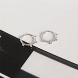 925 Silver Small Beads Hoop Earrings Geometric Ear Clip