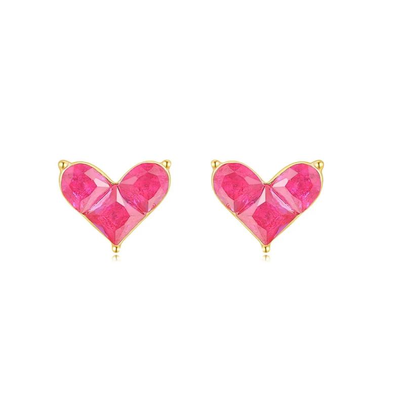 925 Silver Mini Heart Synthetic Corundum Stud Earring