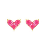 925 Silver Mini Heart Synthetic Corundum Stud Earring