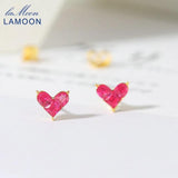 925 Silver Mini Heart Synthetic Corundum Stud Earring