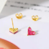 925 Silver Mini Heart Synthetic Corundum Stud Earring