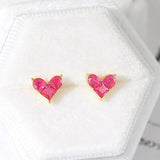 925 Silver Mini Heart Synthetic Corundum Stud Earring