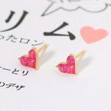 925 Silver Mini Heart Synthetic Corundum Stud Earring