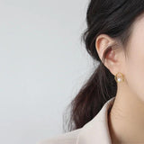 925 Silver Pearl Stud Earrings Women Irregular Round Jewelry
