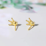 S925 Silver Freshwater Pearl Crown Stud Earring 14K Plated