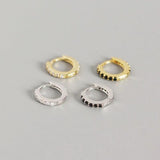 Crystal Zircon 925 Silver Huggie Earrings Small Circle Studs Fine Jewelry
