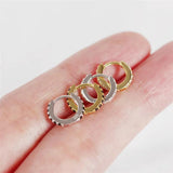 Crystal Zircon 925 Silver Huggie Earrings Small Circle Studs Fine Jewelry