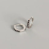 Crystal Zircon 925 Silver Huggie Earrings Small Circle Studs Fine Jewelry