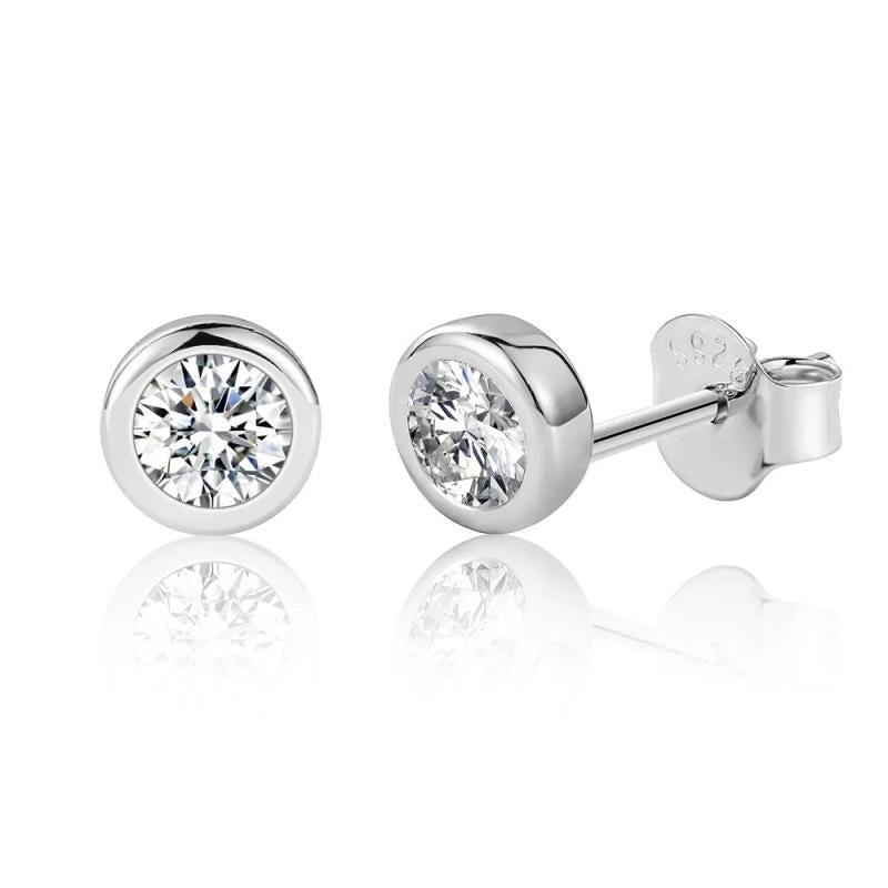0.3CT Round Moissanite Diamond Earrings 925 Sterling Silver Studs