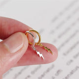 Punk Lightning Pendant Hoop Earrings 925 Sterling Silver Oorbellen Brincos
