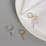 Punk Lightning Pendant Hoop Earrings 925 Sterling Silver Oorbellen Brincos