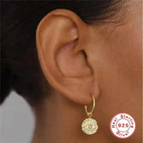 925 Silver C-shaped Stud Earring Vintage Pendant Jewelry