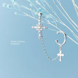 MloveAcc Cross Stars Zircon Single Clip Earrings Women Party Accessory