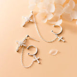 MloveAcc Cross Stars Zircon Single Clip Earrings Women Party Accessory