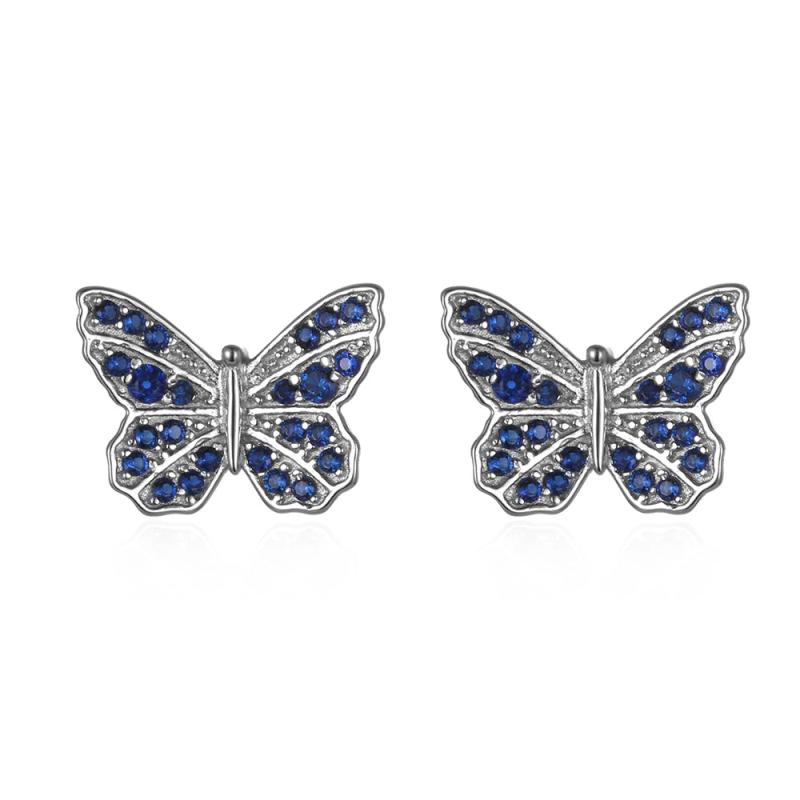 925 Silver Butterfly Zircon Stud Earrings for Women Stylish Jewelry Gift