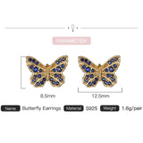 925 Silver Butterfly Zircon Stud Earrings for Women Stylish Jewelry Gift