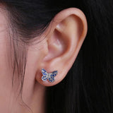 925 Silver Butterfly Zircon Stud Earrings for Women Stylish Jewelry Gift