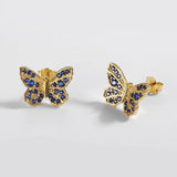 925 Silver Butterfly Zircon Stud Earrings for Women Stylish Jewelry Gift