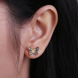 925 Silver Butterfly Zircon Stud Earrings for Women Stylish Jewelry Gift