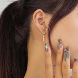 925 Silver Rainbow Zircon Star Moon Stud Earrings Women 18k Plating Jewelry