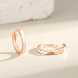 925 Silver Enamel Hoop Earrings Women Rose Plating