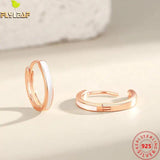 925 Silver Enamel Hoop Earrings Women Rose Plating