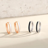 925 Silver Enamel Hoop Earrings Women Rose Plating