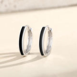 925 Silver Enamel Hoop Earrings Women Rose Plating