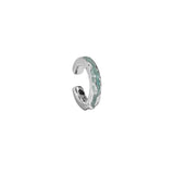 925 Silver Green Enamel C Shape Clip Earrings Platinum Plating