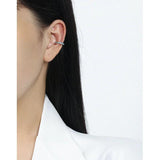 925 Silver Green Enamel C Shape Clip Earrings Platinum Plating