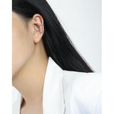 925 Silver Green Enamel C Shape Clip Earrings Platinum Plating