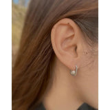 925 Silver Shell Pearl Hoop Earrings Platinum Plated Women Accessory