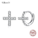 925 Silver Micro Pave CZ Cross Earrings