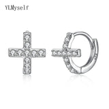 925 Silver Micro Pave CZ Cross Earrings