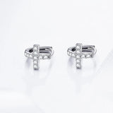 925 Silver Micro Pave CZ Cross Earrings