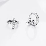 925 Silver Micro Pave CZ Cross Earrings