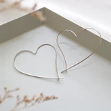 S925 Hollow Big Heart Ear Hoop Earrings