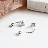 925 Silver Crystal X Stud Earrings Women Jewelry