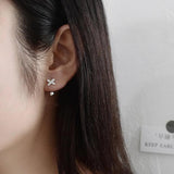 925 Silver Crystal X Stud Earrings Women Jewelry