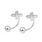 925 Silver Crystal X Stud Earrings Women Jewelry