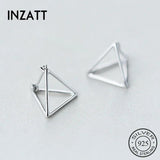 INZATT Geometric Triangle Hoop Earrings 925 Sterling Silver