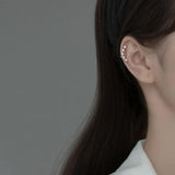 925 Silver CZ Clip On Earrings Geometric Design - No Piercing Ear Cuff