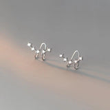 925 Silver CZ Clip On Earrings Geometric Design - No Piercing Ear Cuff