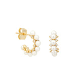 925 Silver Half Round Stud Earrings Zircon Pendientes Jewelry