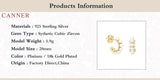 925 Silver Half Round Stud Earrings Zircon Pendientes Jewelry